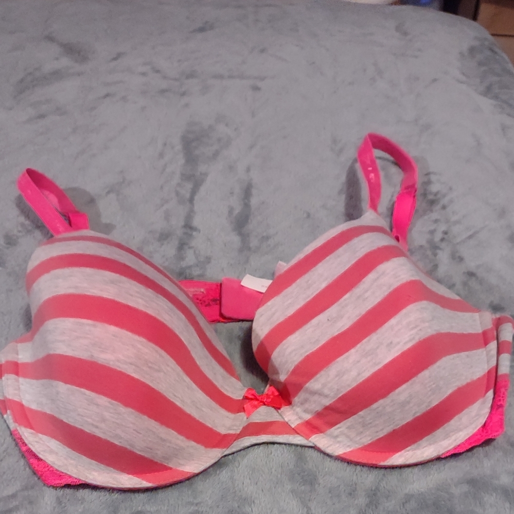Victoria Secrets Grey and‎ Orange Striped Bra size 38 D